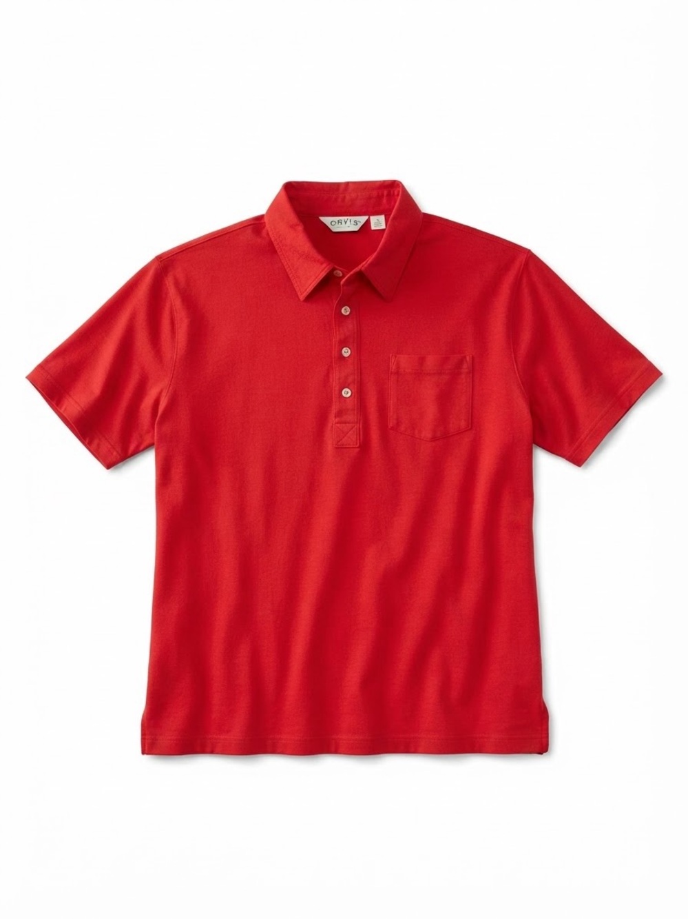 Orvis Red Short-Sleeve Polo with Chest Pocket